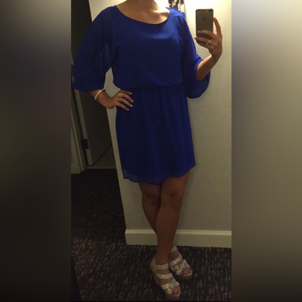 Express Royal Blue Long Sleeve Dress